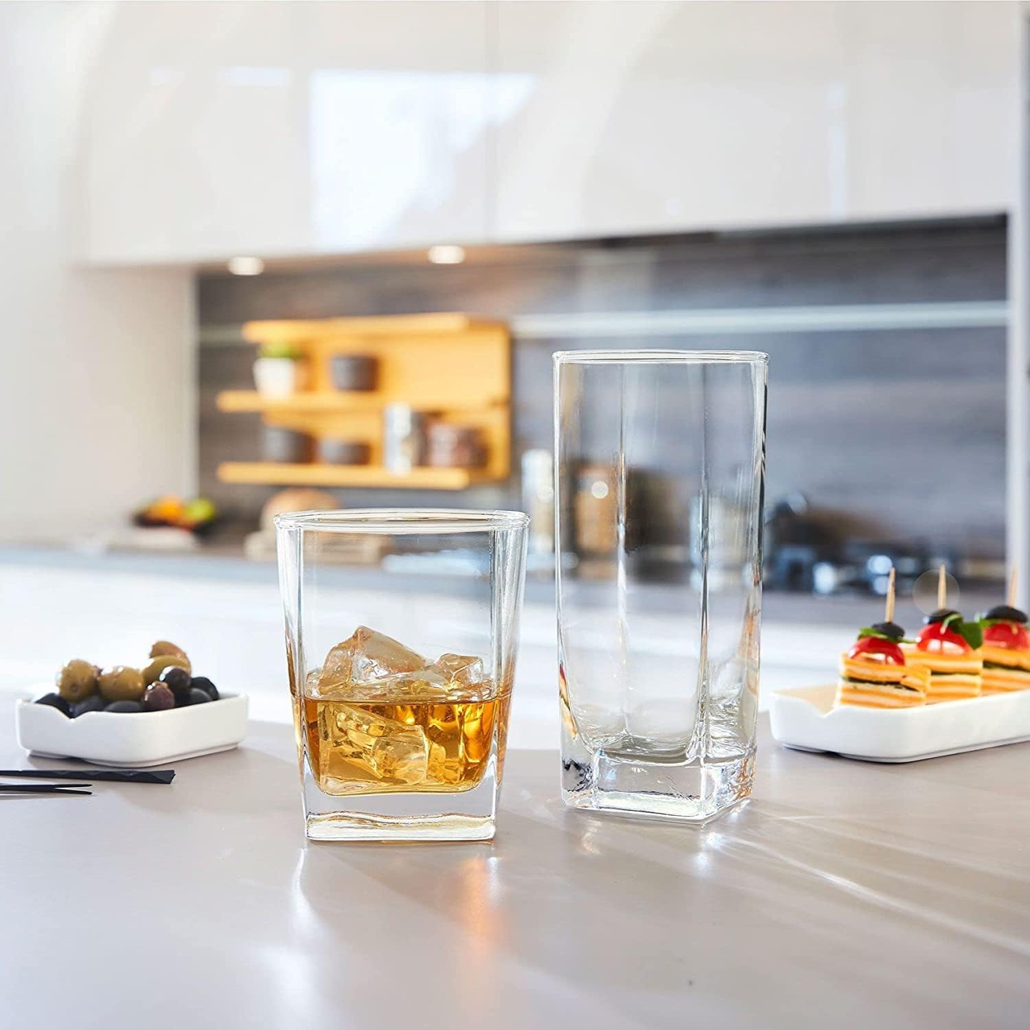 Thumbnail 4 de Le'raze Collins Everyday Drinking Glasses Set of 16: 8 Tall Highball + 8 Short Old Fashioned