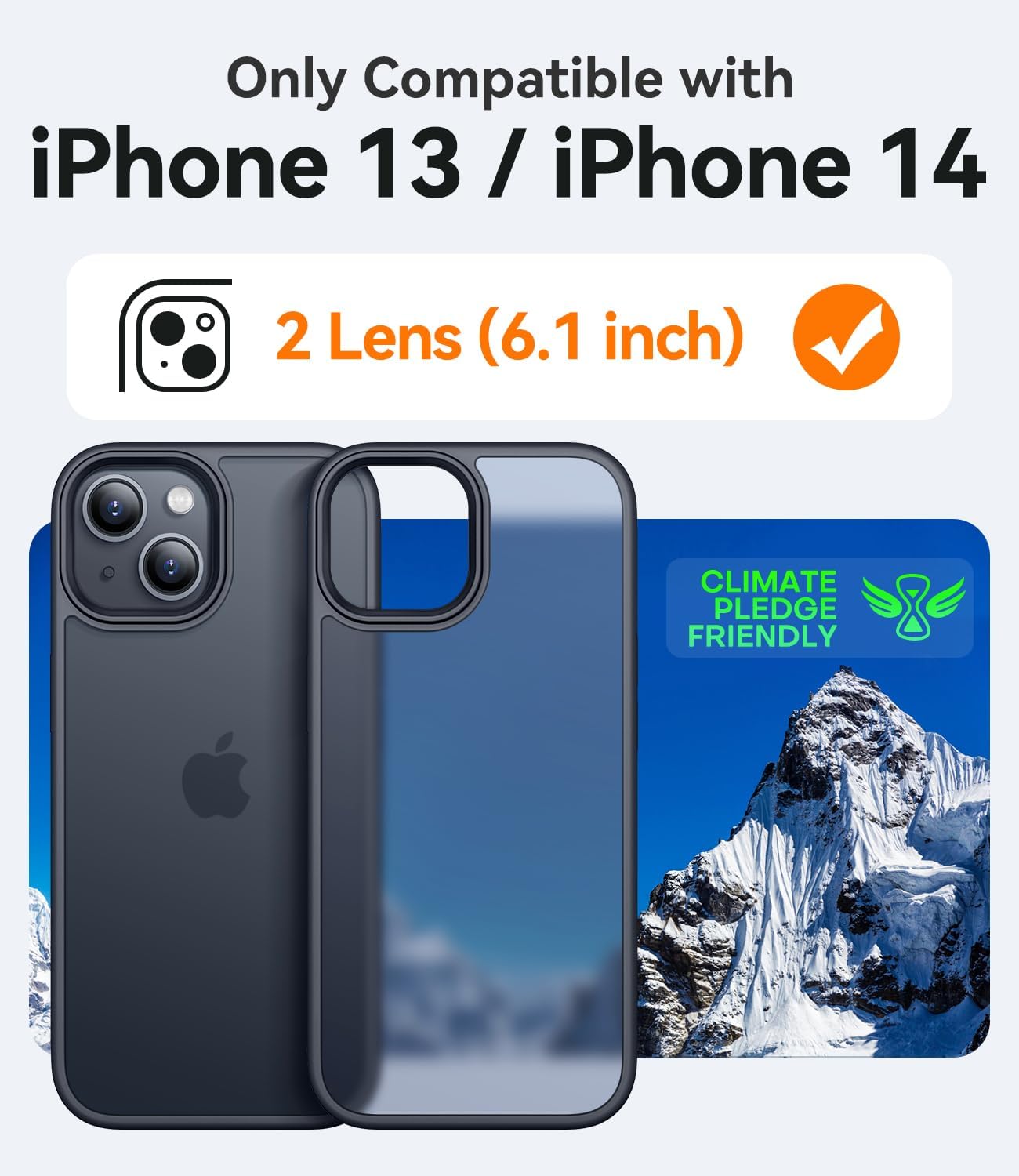 Detalle de CANSHN Cover Opaca per iPhone 13/14 (6,1 pollici) – Custodia sottile antiscivolo, nero