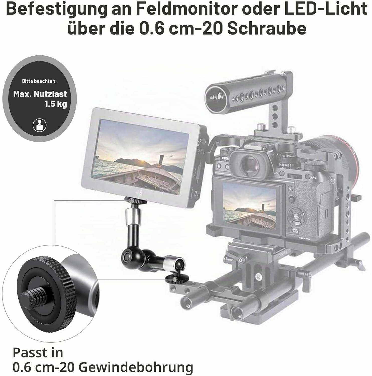 Detalle 2 de SMALLRIG Magic Arm 5,5 Zoll Monitorhalterung