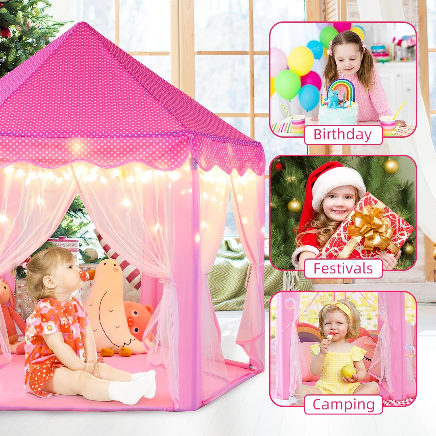 Thumbnail 6 de Monobeach Princess Play Tent 55 x 53 in ⭐🏰