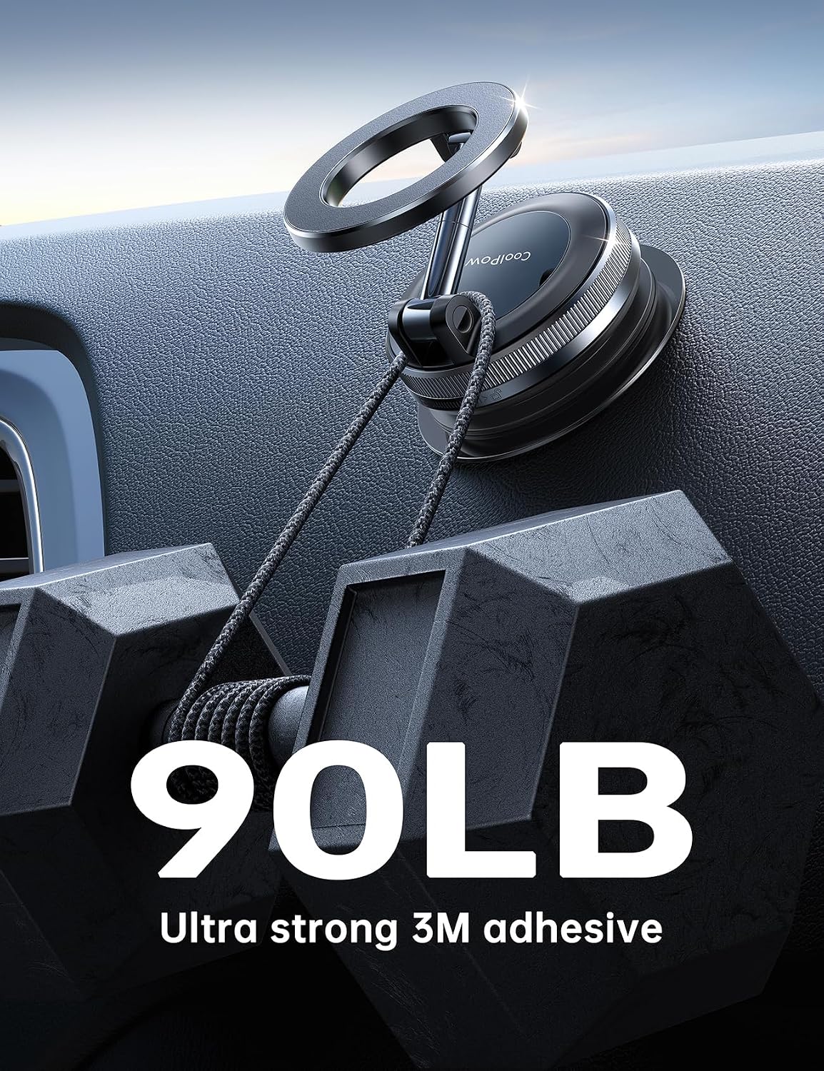 Detalle 1 de Coolpow Magnetic Car Phone Mount with Vacuum Suction