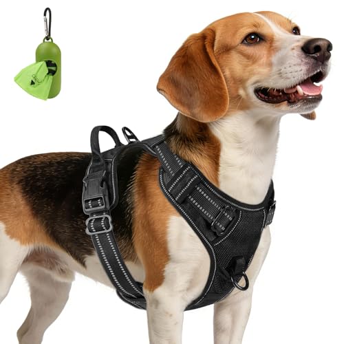 Detalle de Joytale Anti-Traction, harnais pour chien taille M noir, réglable et réfléchissant