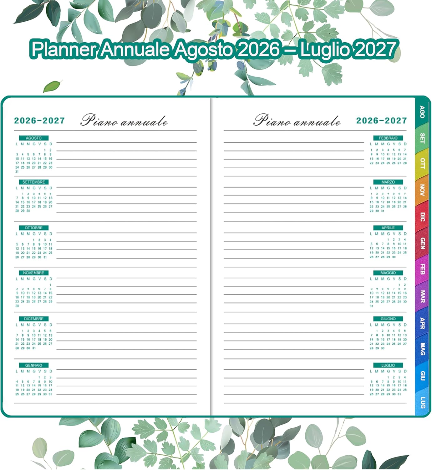 Thumbnail 6 de Agenda Scolastica 2026–2027: settimanale verticale con penna, segnalibro e tasca interna (Agosto 2026 – Luglio 2027) – Fiore di albicocco