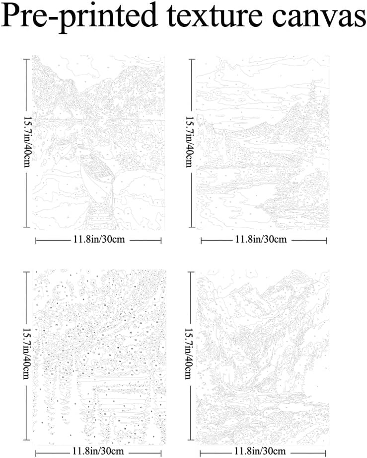 Thumbnail 2 de Hongyrjy Paint by Numbers 4 Pack: Landscape Kits for Adults (16x12 inch)