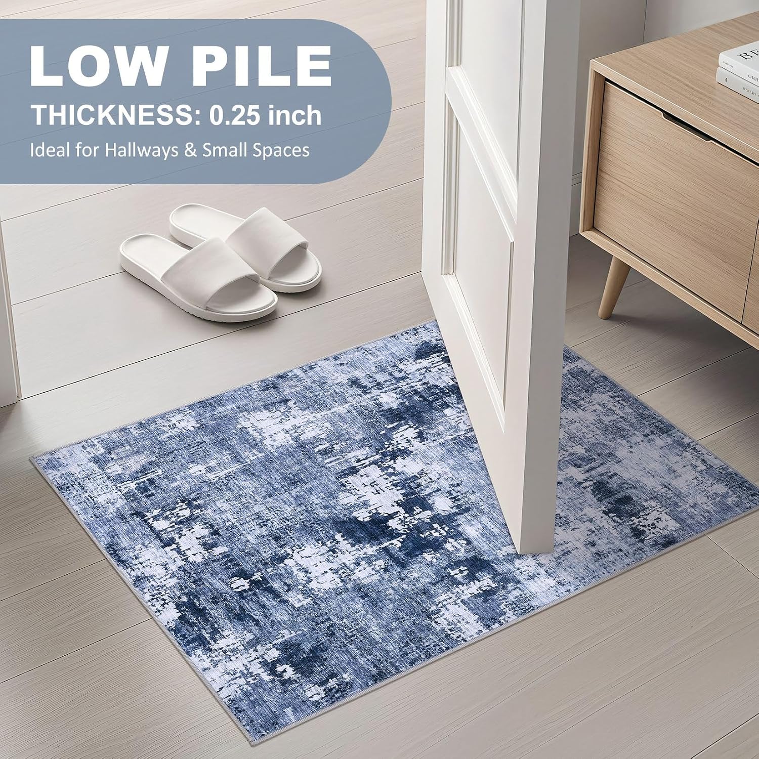 Detalle de DMOYEST 8x10 Washable Navy Blue Area Rug ๐ก
