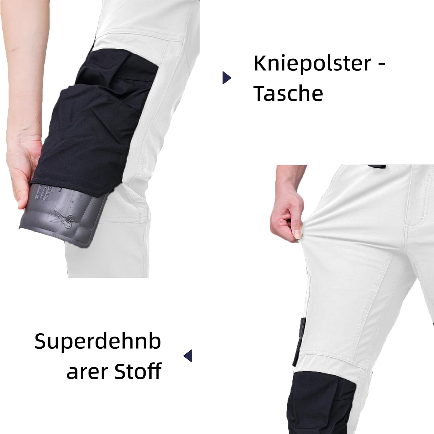 Detalle de WORK IDEA werkbroek voor dames, slim fit stretch met Cordura-stof