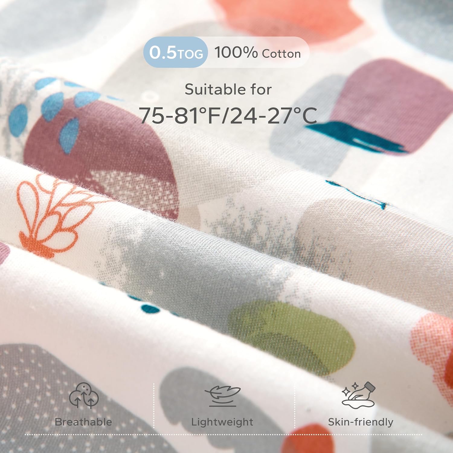 Thumbnail 1 de ZIGJOY Baby Sleeping Bag 0.5 Tog (100% cotton) grey stone sea – newborn to 12–24 months