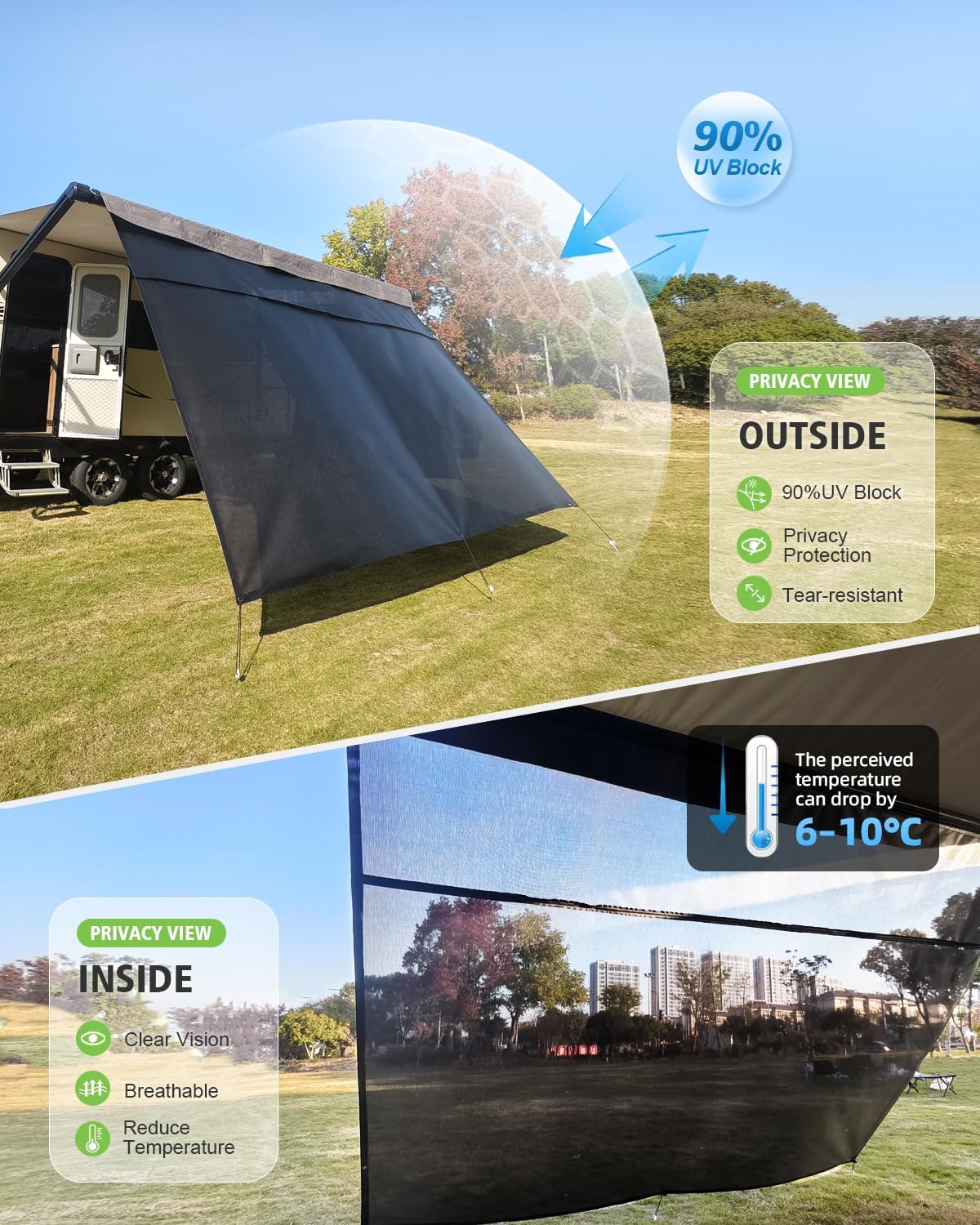Thumbnail 2 de Dulepax RV Awning Shade Screen with Zipper 8'X15'3'' — Second Generation