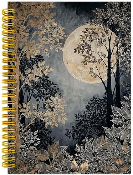 Detalle de Wagoba Full Moon Forest Spiral Hardcover Notebook, 80 Pages, 5.5 x 8.3 in