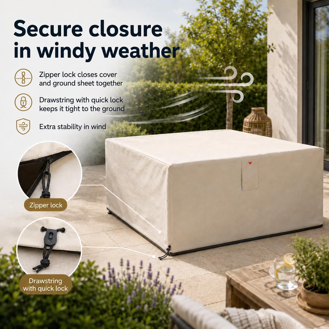 Detalle de HOME It Garden – pokrowiec na meble ogrodowe Oxford 600D, 210 × 155 × 95 cm