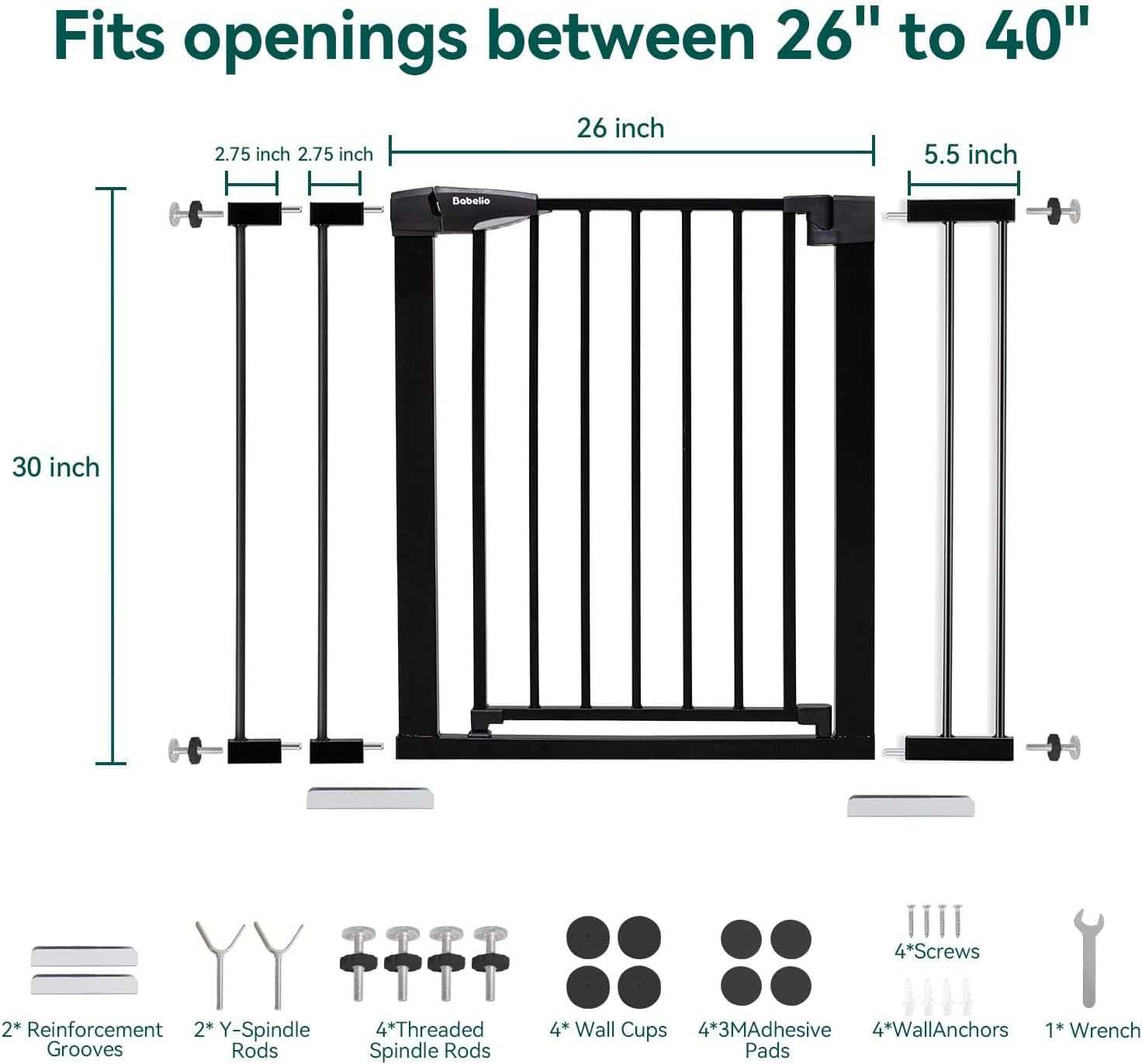 Detalle de Babelio PressGuard CB-M-101 Baby Gate, 30-Inch, Triple-Lock, Auto-Close