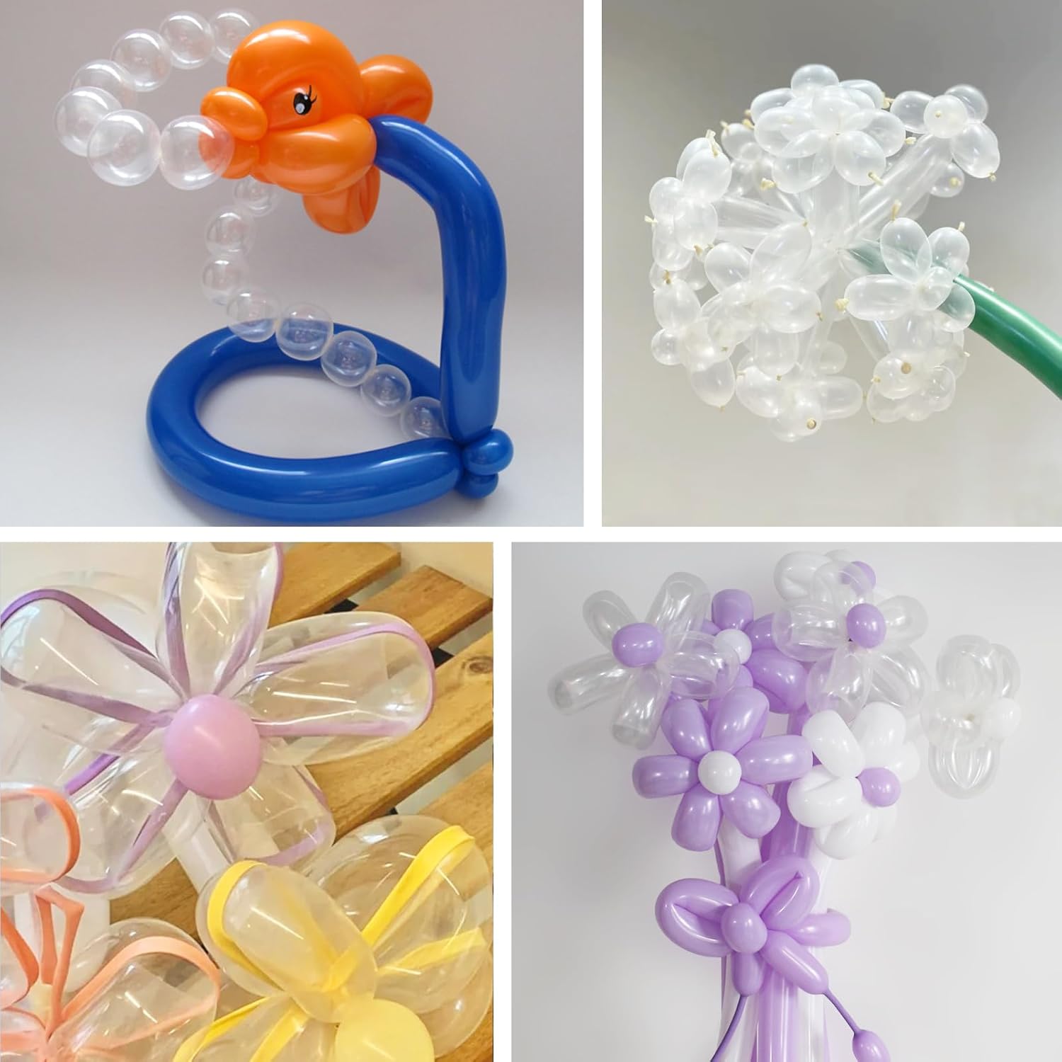Detalle de Clear 260 Balloons 100Pcs – Long Skinny Modelling Latex Balloons for Beginners