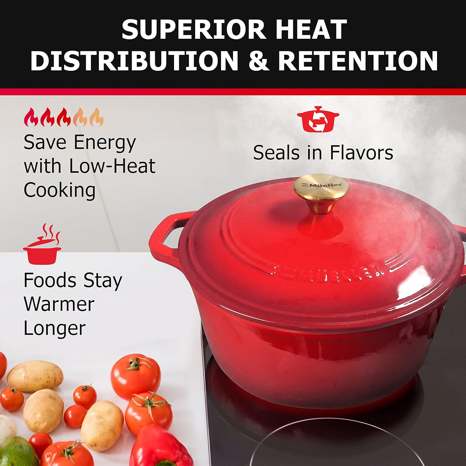 Thumbnail 3 de Mueller 6qt Enameled Cast Iron Dutch Oven 🍲