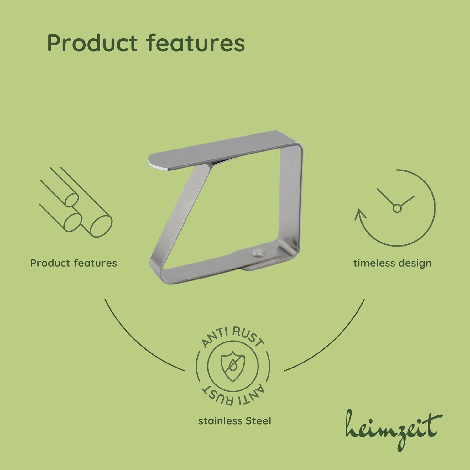 Detalle de heimzeit Stainless Steel Tablecloth Clips, 10-Pack, Silver, for Tables up to 3 cm