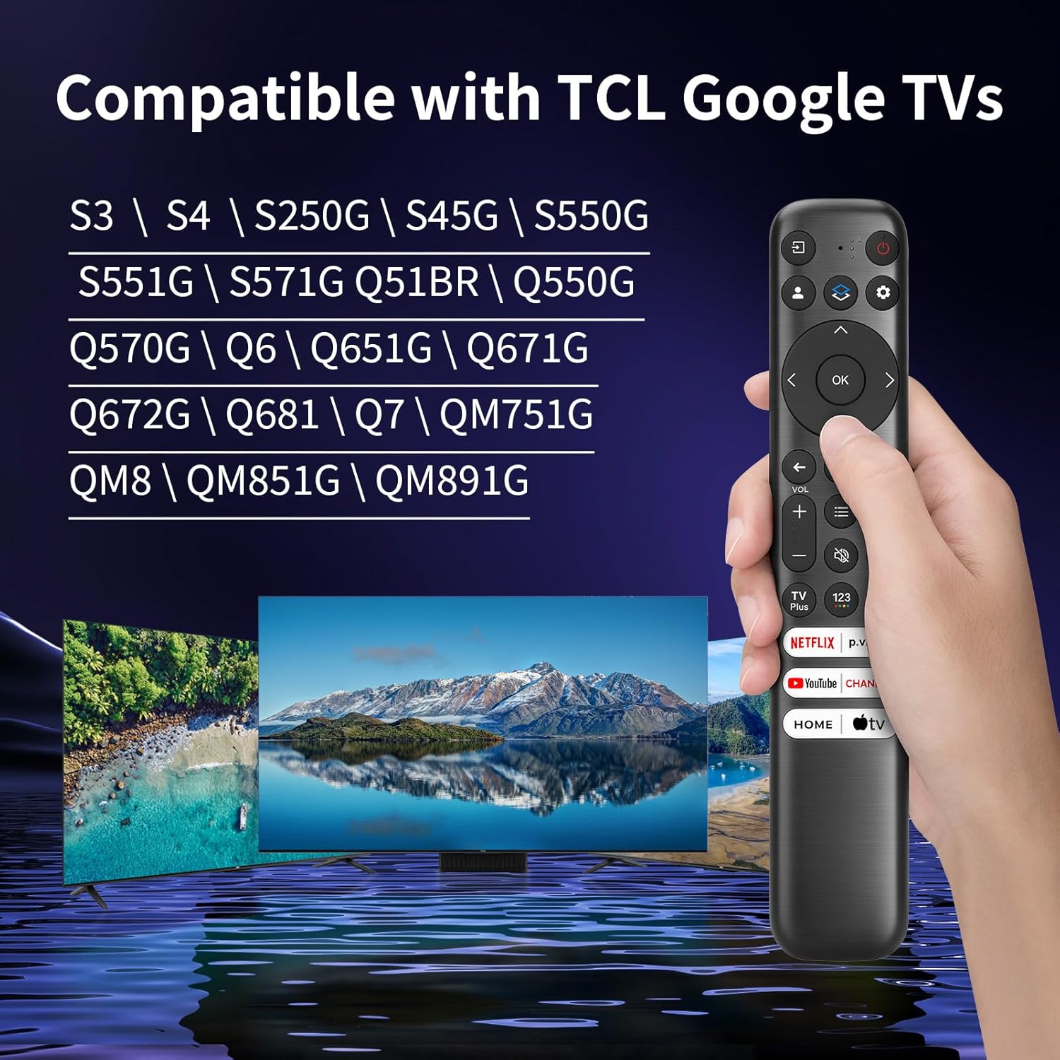 Detalle de (Pack of 2) Replacement-for-TCL-Google-TV-Remote-Control — Universal Remote for TCL Smart UHD HDR LED Mini QLED 4K Google TVs