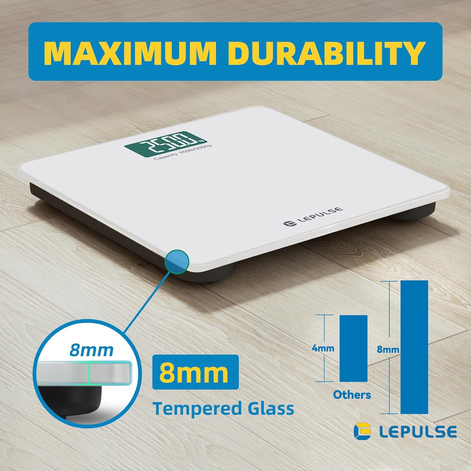 Thumbnail 2 de Lepulse 250kg Digital Bathroom Scale with App – Extra-High Capacity, Large Platform