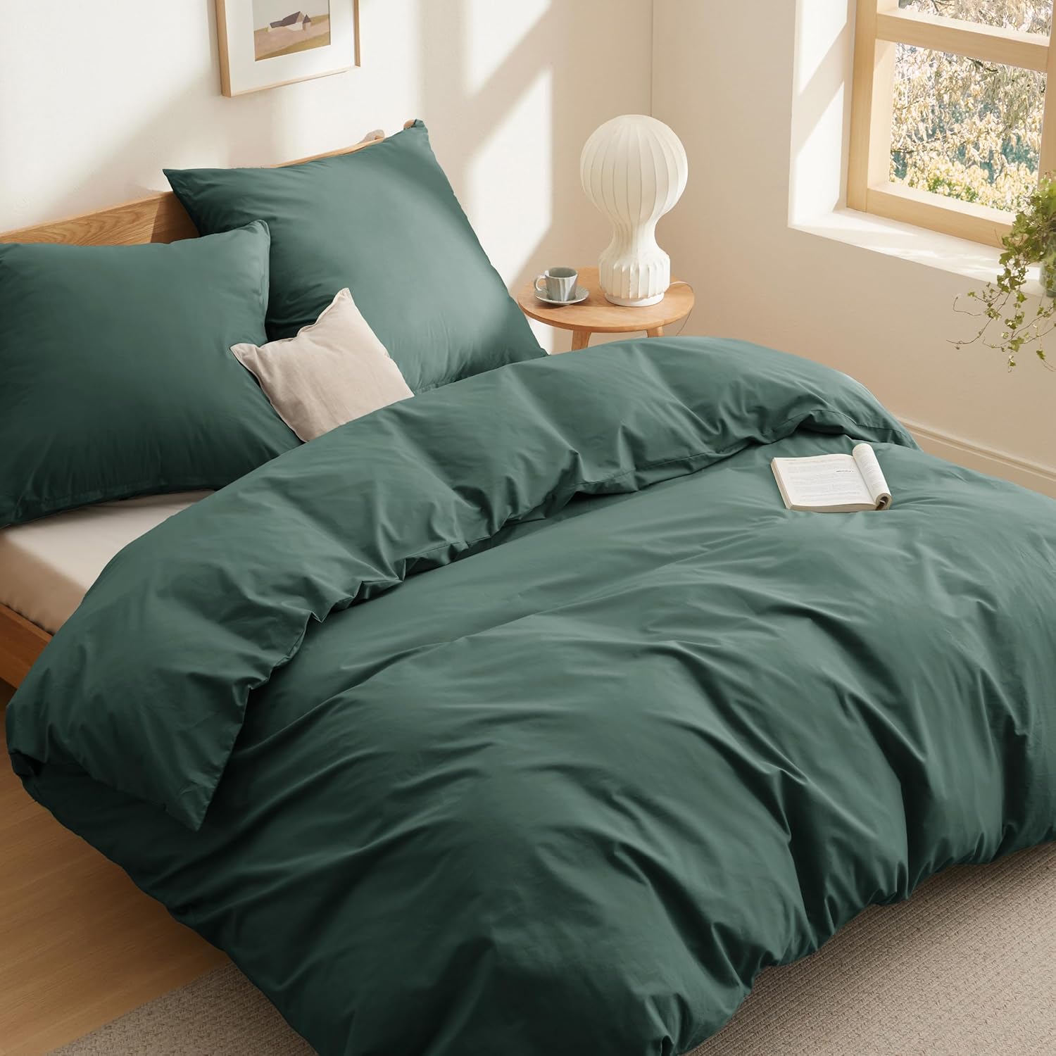 Thumbnail 5 de BEDSURE Bettwäsche-Set 220x240 cm aus Baumwolle in Dunkelgrün (3-teilig, mit Reißverschluss)