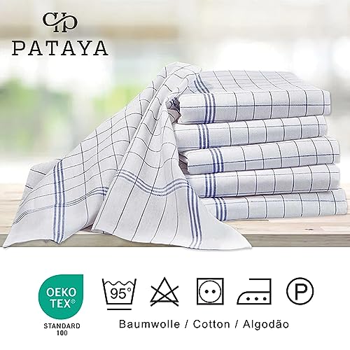 Detalle 2 de Pataya Torchons de Cuisine – Lot de 10 Torchons Vaisselle Bleu 50x70 cm, 100% Coton, certifiés Öko-Tex, super absorbants