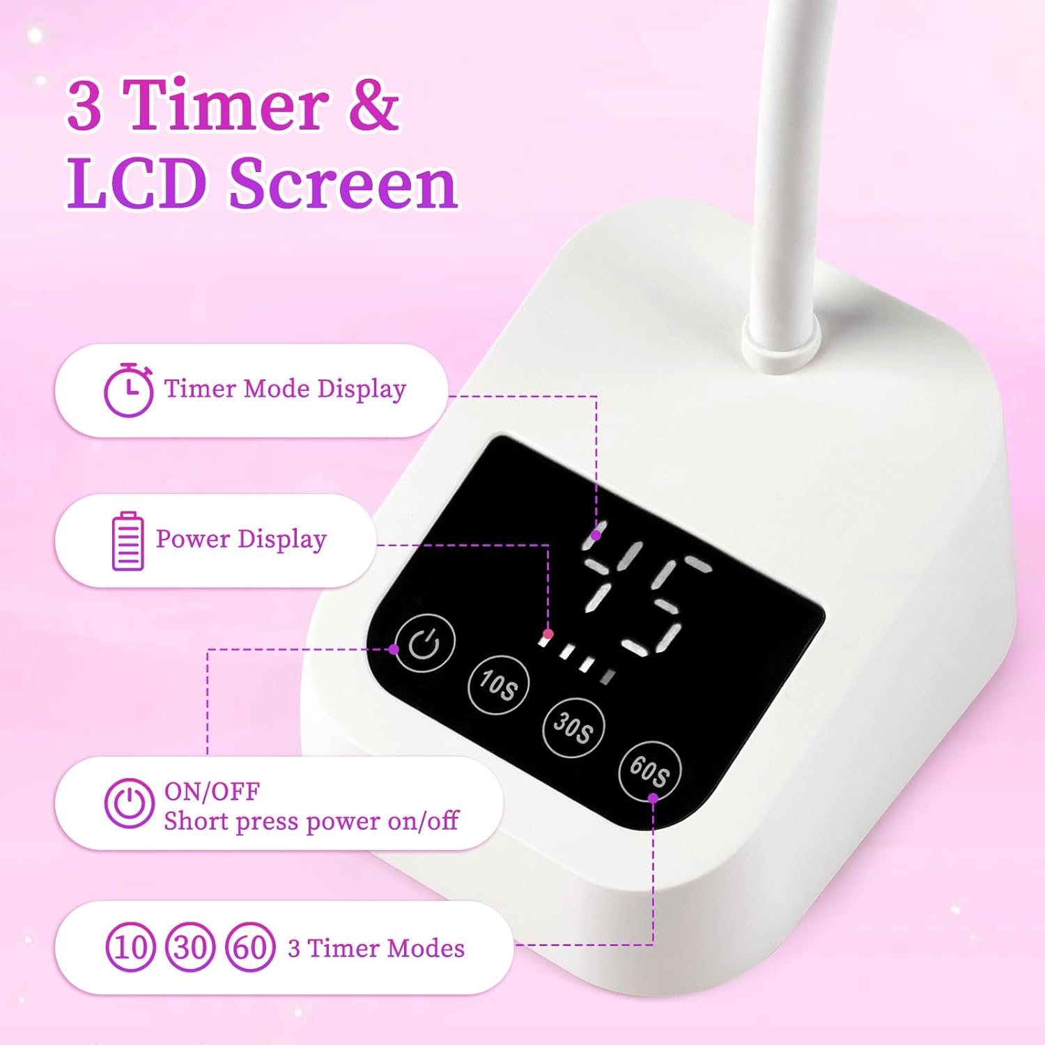 Detalle 2 de ANGNAY Portable Nail Lamp with Smart Auto Sensor & Display – 27W