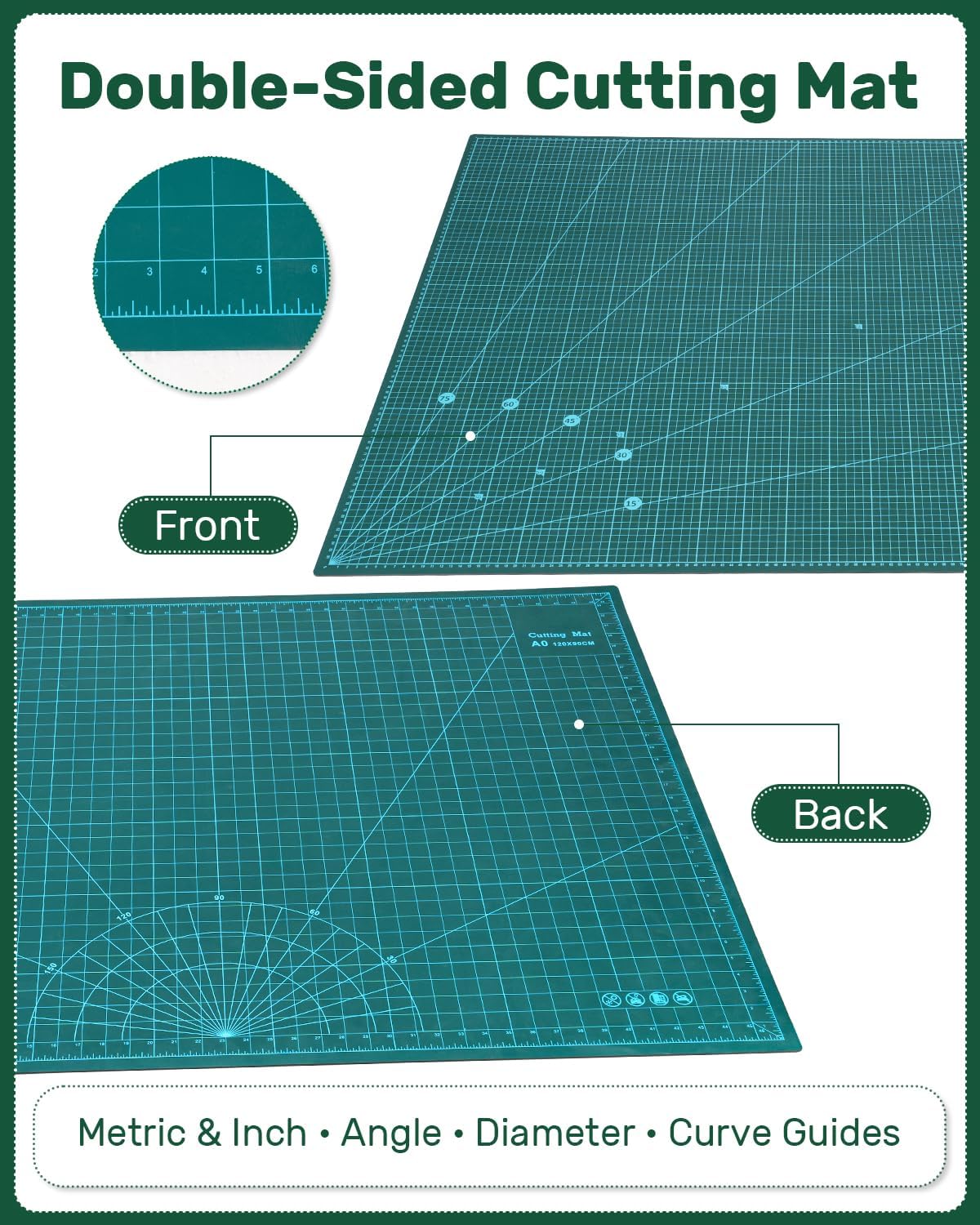 Detalle de Tujurich 35" x 47" Self-Healing Cutting Mat, Double-Sided Vinyl Craft Mat