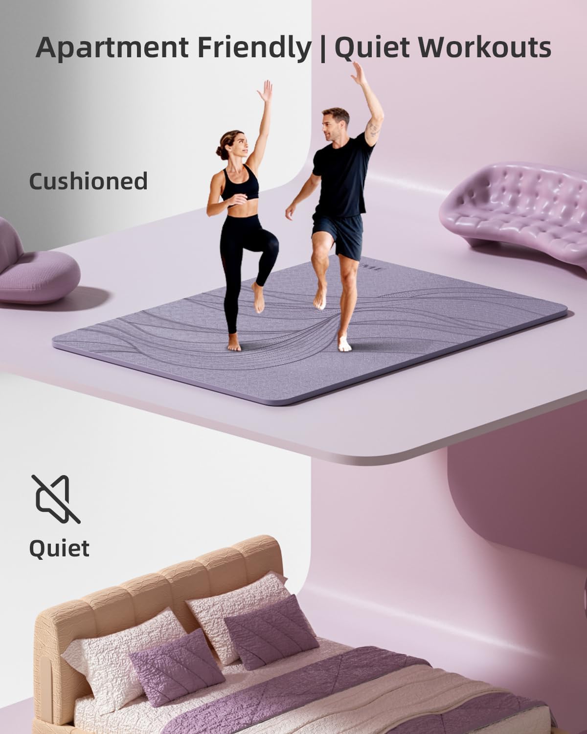 Thumbnail 6 de lvme Extra-Large Yoga Mat, 10 mm TPE Cushioning, Reversible Grip