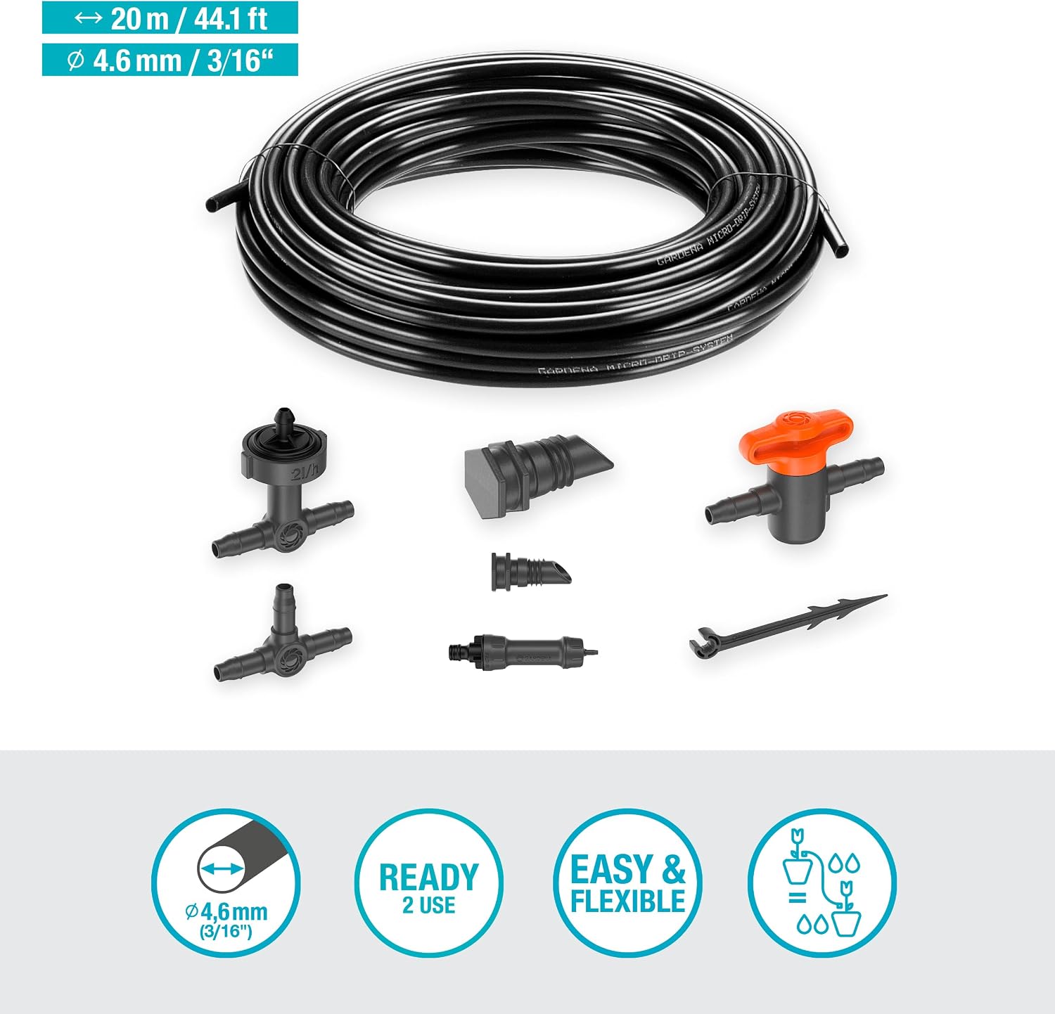 Detalle de Gardena Kit Irrigazione a Goccia da Balcone Micro-Drip-System 13450-20: irrigazione mirata per 15 vasi