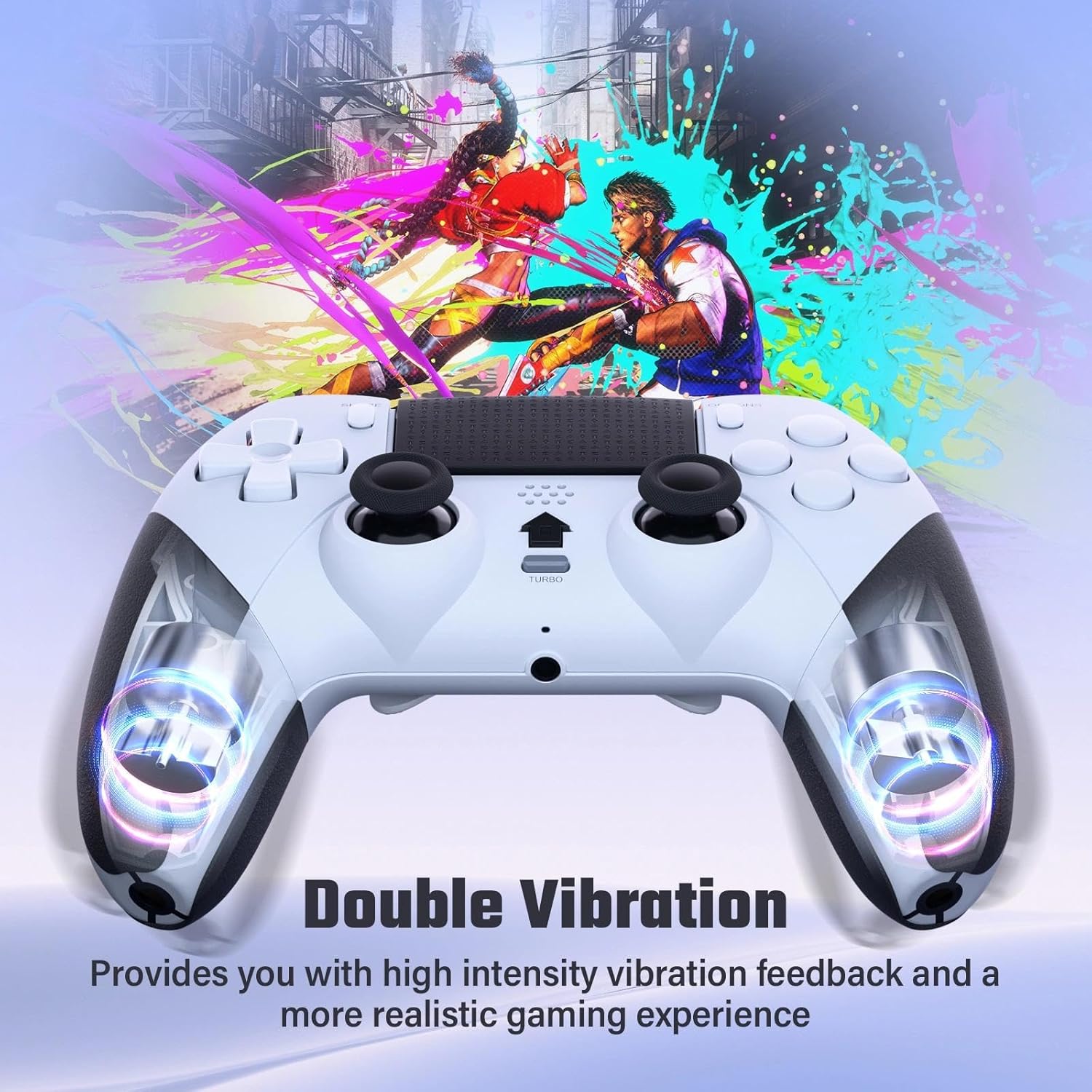 Detalle de LATEC Wireless-Controller für PS4: Bluetooth Gamepad mit 2 programmierbaren Tasten, Turbo & 3,5-mm-Audio