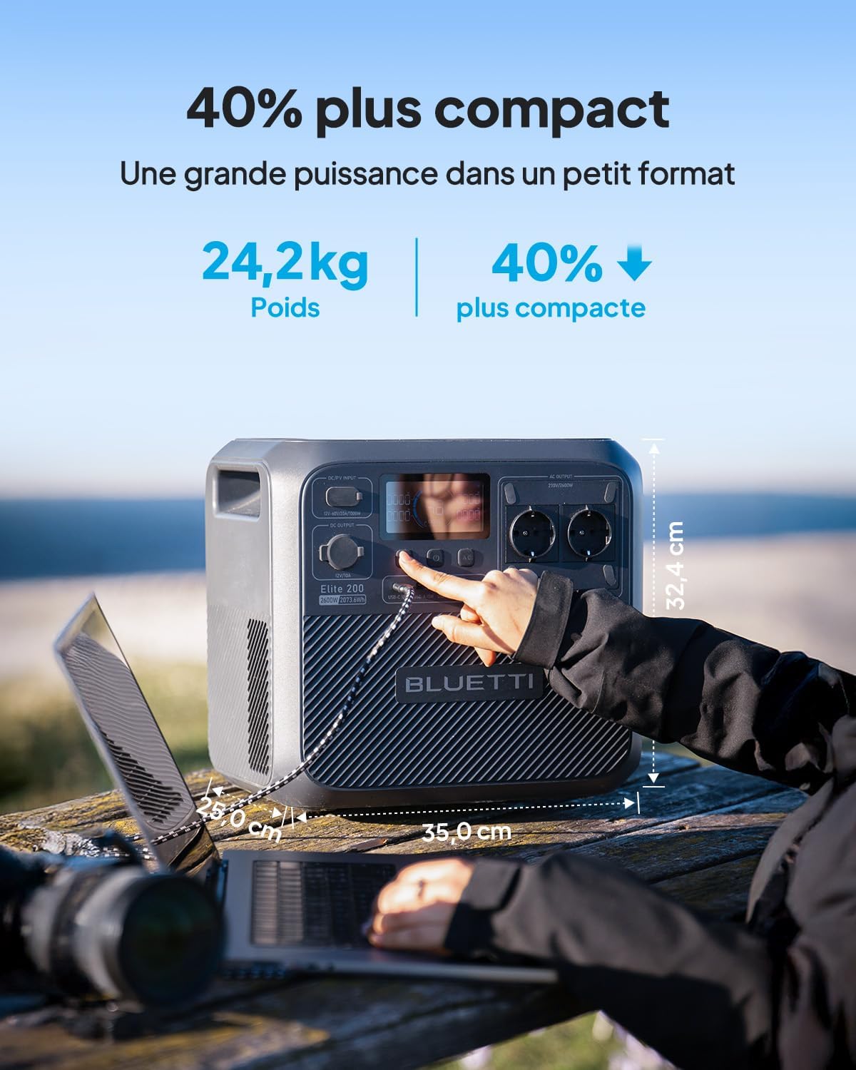 Thumbnail 1 de BLUETTI Elite 200 V2: Générateur électrique portable avec panneau solaire 350W et 2073,6Wh