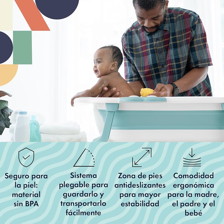 Detalle 2 de Babify Lagoon Bañera Plegable para Bebé 🌊 - Verde Compacta