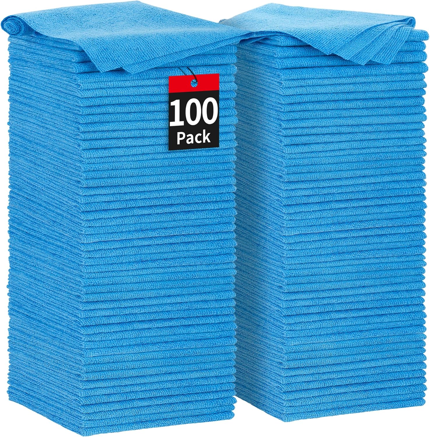 Detalle de HOMERHYME Shop Towels: 100-Pack Microfiber Cloths (11.5" x 11.5"), Lint-Free & Scratch-Free for Cars, Garages, and More