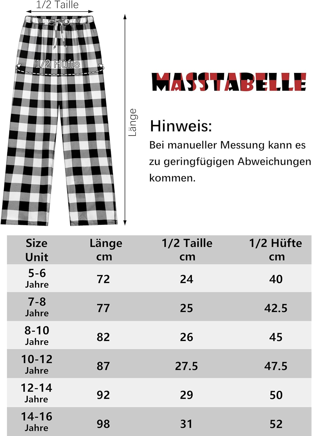 Thumbnail 1 de Ruisita kariertes Langstrumpfhose Pyjama-Hose für Kinder – Weicher Flanell, verstellbarer Bund