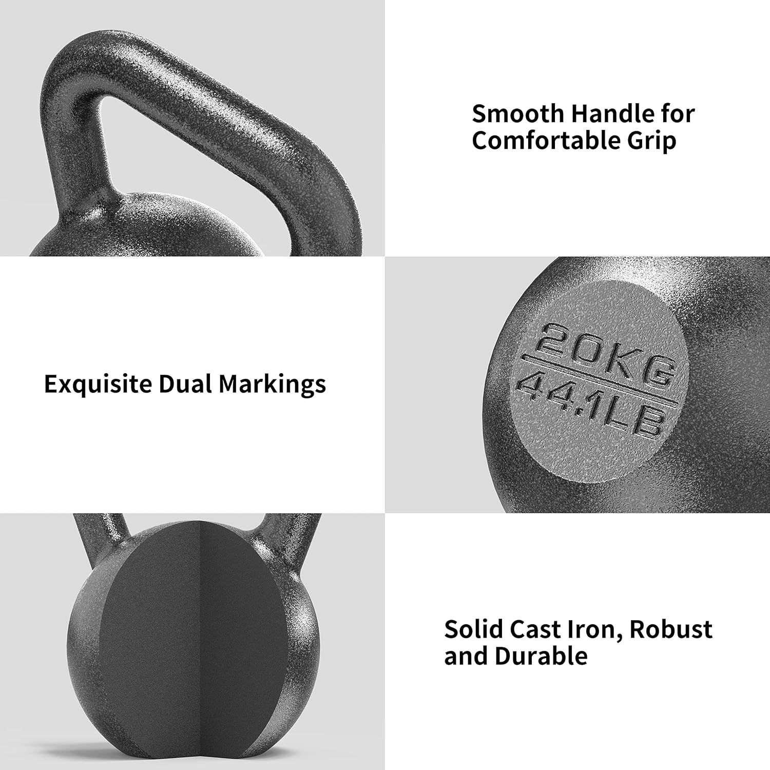 Detalle 2 de PROIRON Cast Iron Kettlebell with Neoprene Coating (4KG–24KG) for Home Gym