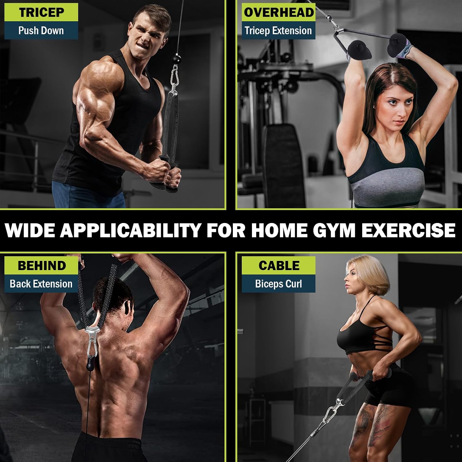 Detalle 2 de DASKING Corda tricipiti per cavo con impugnatura ergonomica antiscivolo per home gym