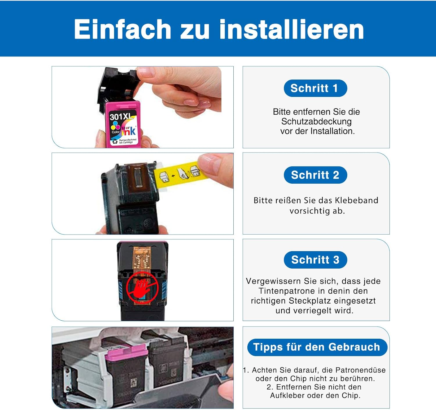 Detalle 2 de st@r ink 301 XL Multipack für HP 301