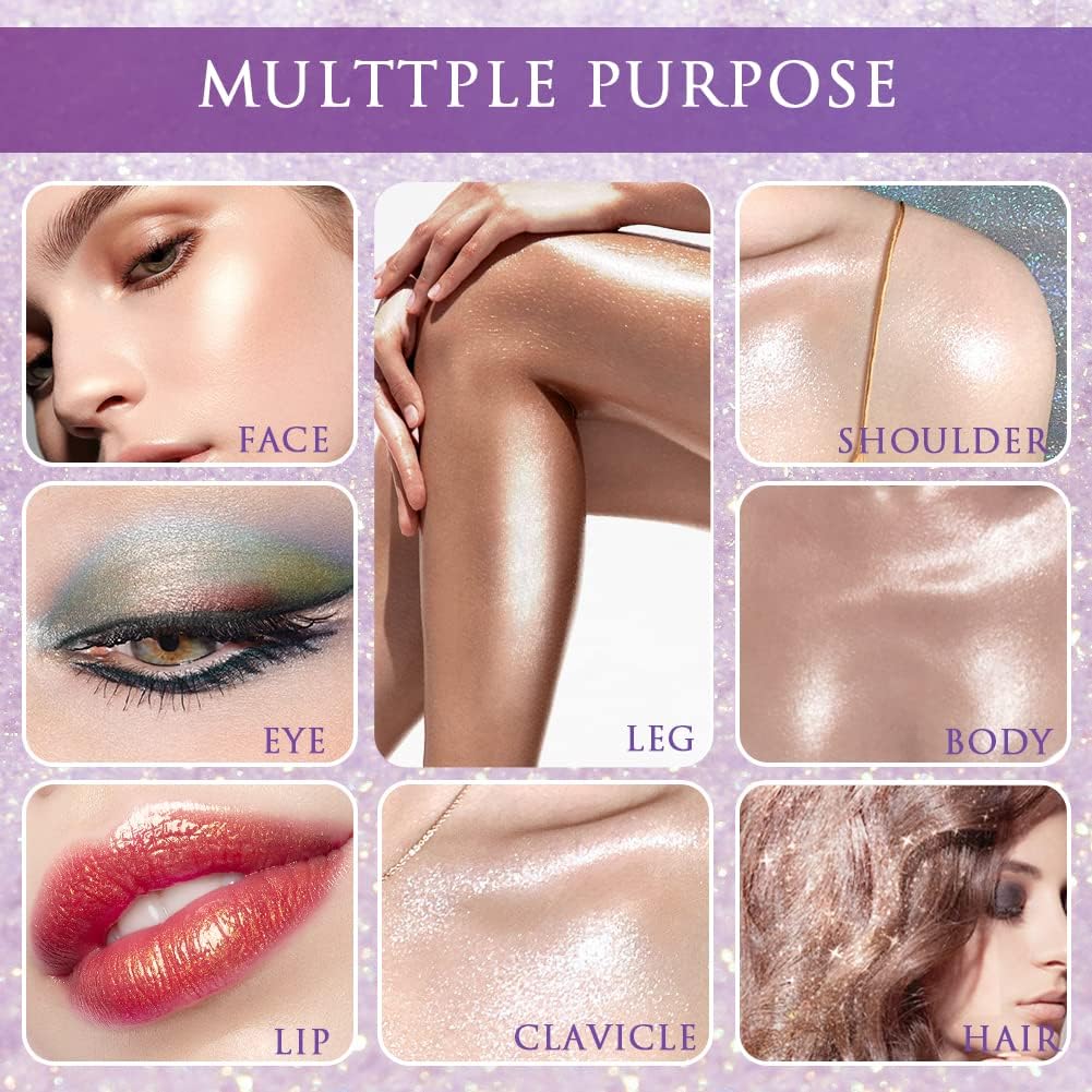 Thumbnail 6 de AOOWU Powder Stick – polvere corpo glitter illuminante marrone dorato per viso, capelli e feste