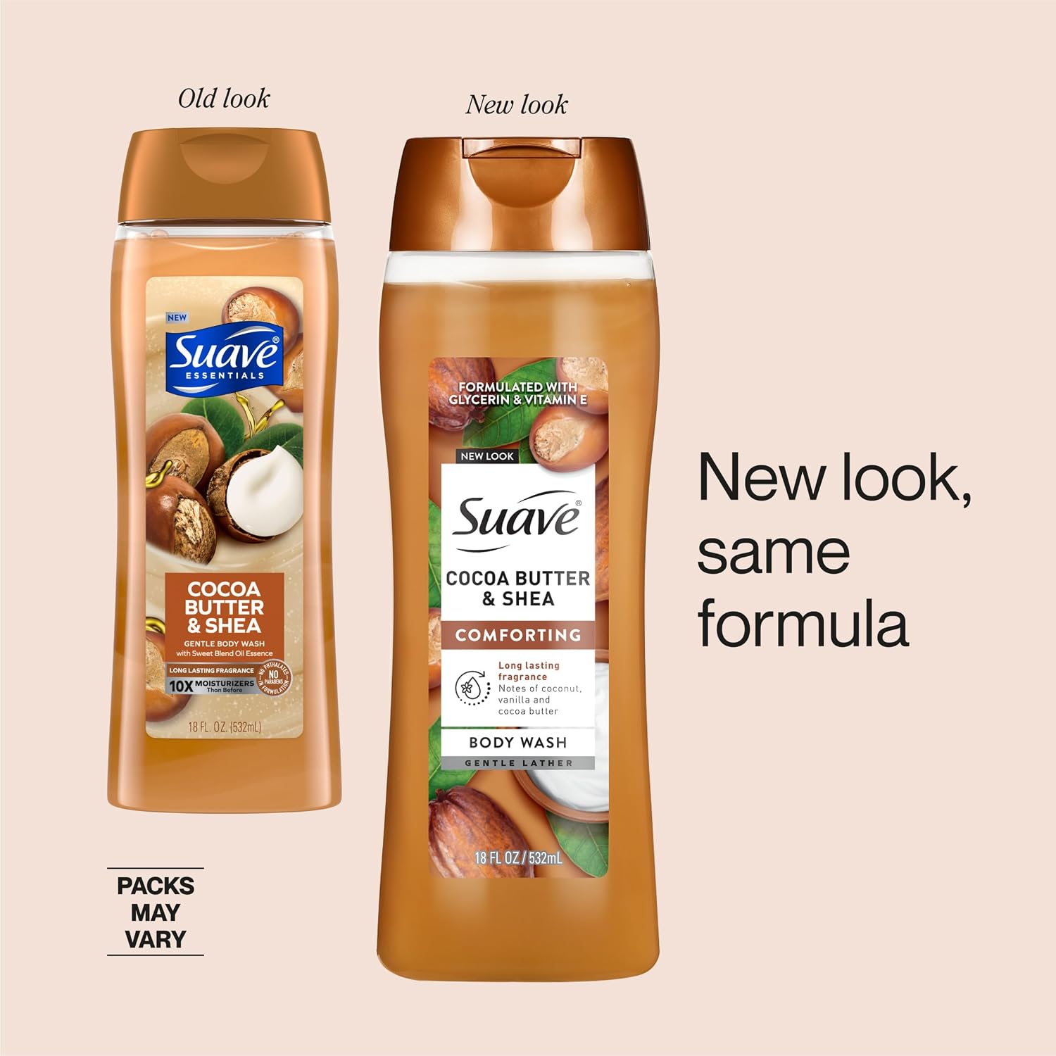Detalle de Suave Moisturizing Body Wash, Cocoa Butter & Shea, Vitamin E, 18 oz, 6-Pack