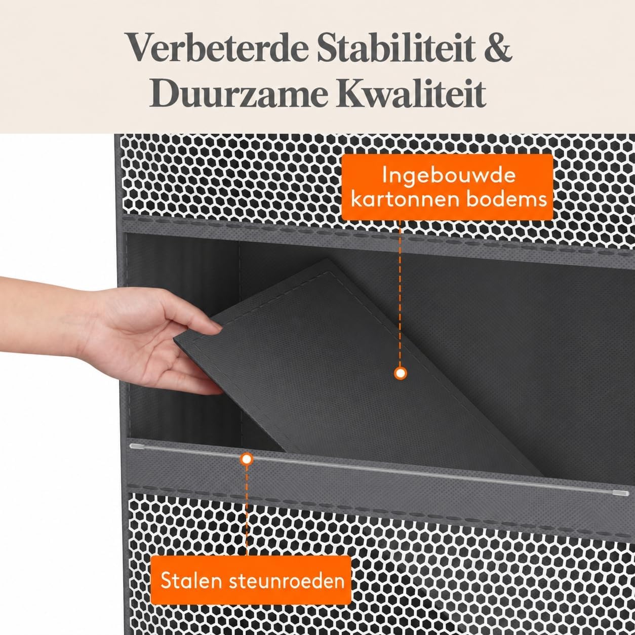 Detalle 1 de Lifewit 25122 hangende opbergorganizer met 4 vakken en 4 zijvakken, grijs