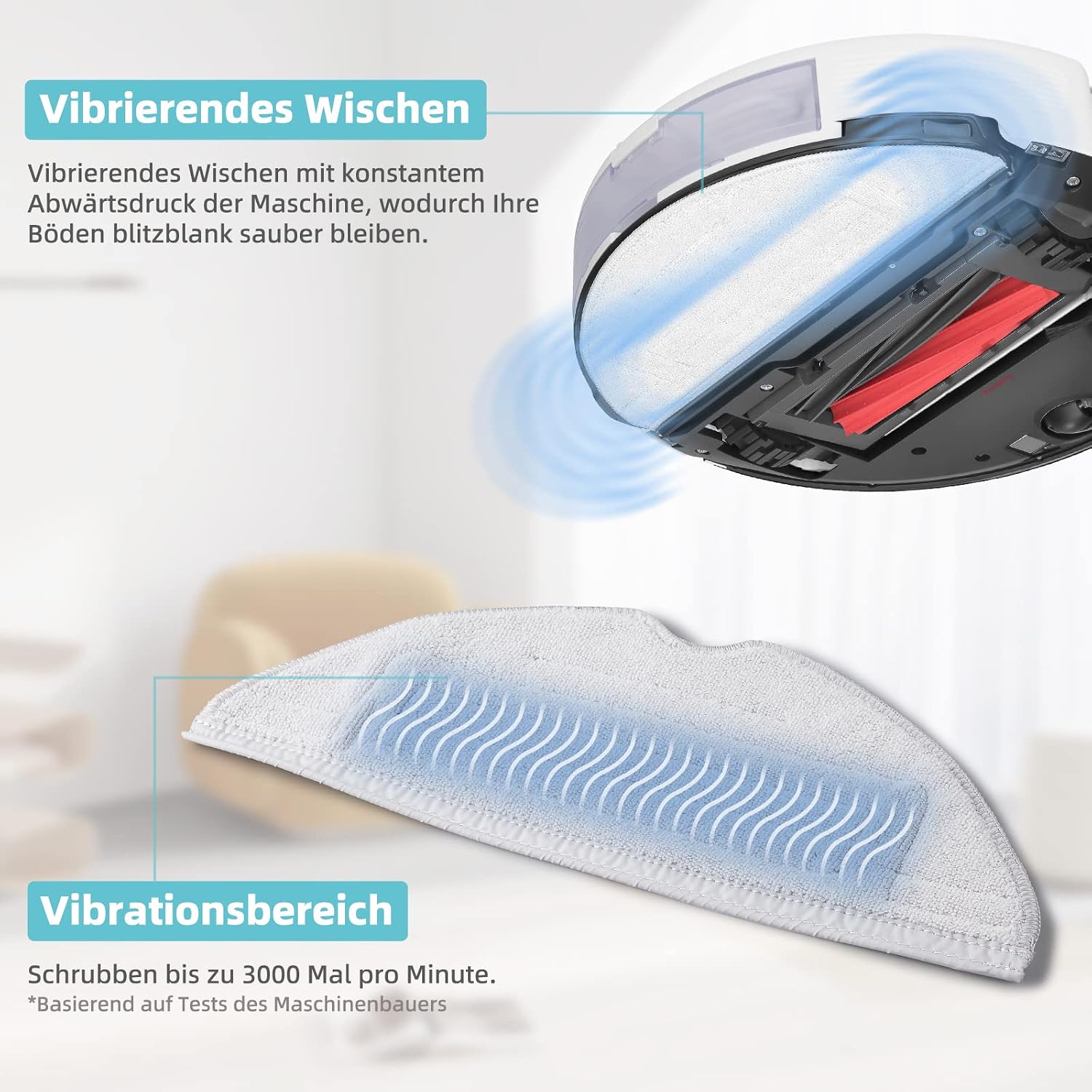 Detalle de Alloytool mikrofibermoppdukar för Roborock S8/S7, 8 st, ljusgrå