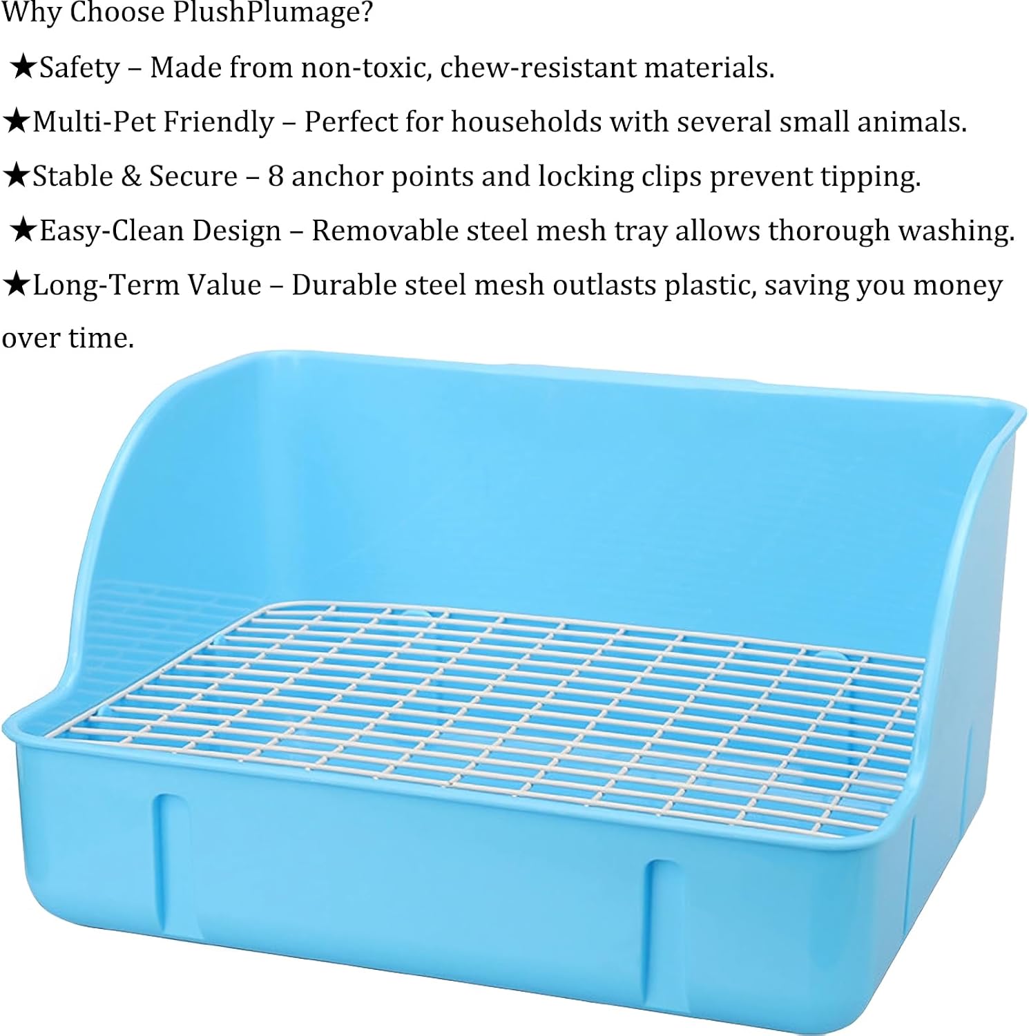 Detalle 2 de Rabbit Litter Box Premium Steel Mesh 1 Large ๐