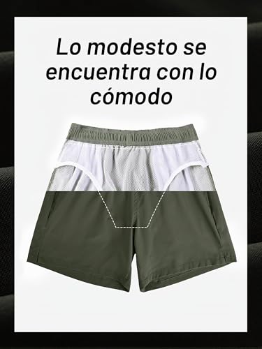 Thumbnail 3 de Arcweg Bañador Hombre Pantalones Cortos con Malla Forro Elástico y Cremallera – Secado Rápido, Verde, XXL (EU)