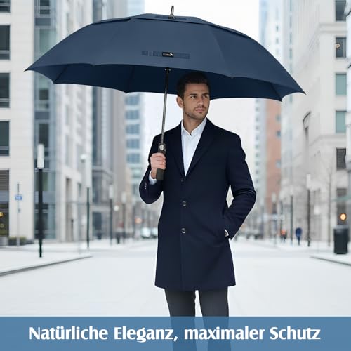 Thumbnail 7 de ZOMAKE Großregenschirm Sturmfest – Golfschirm M, Marineblau