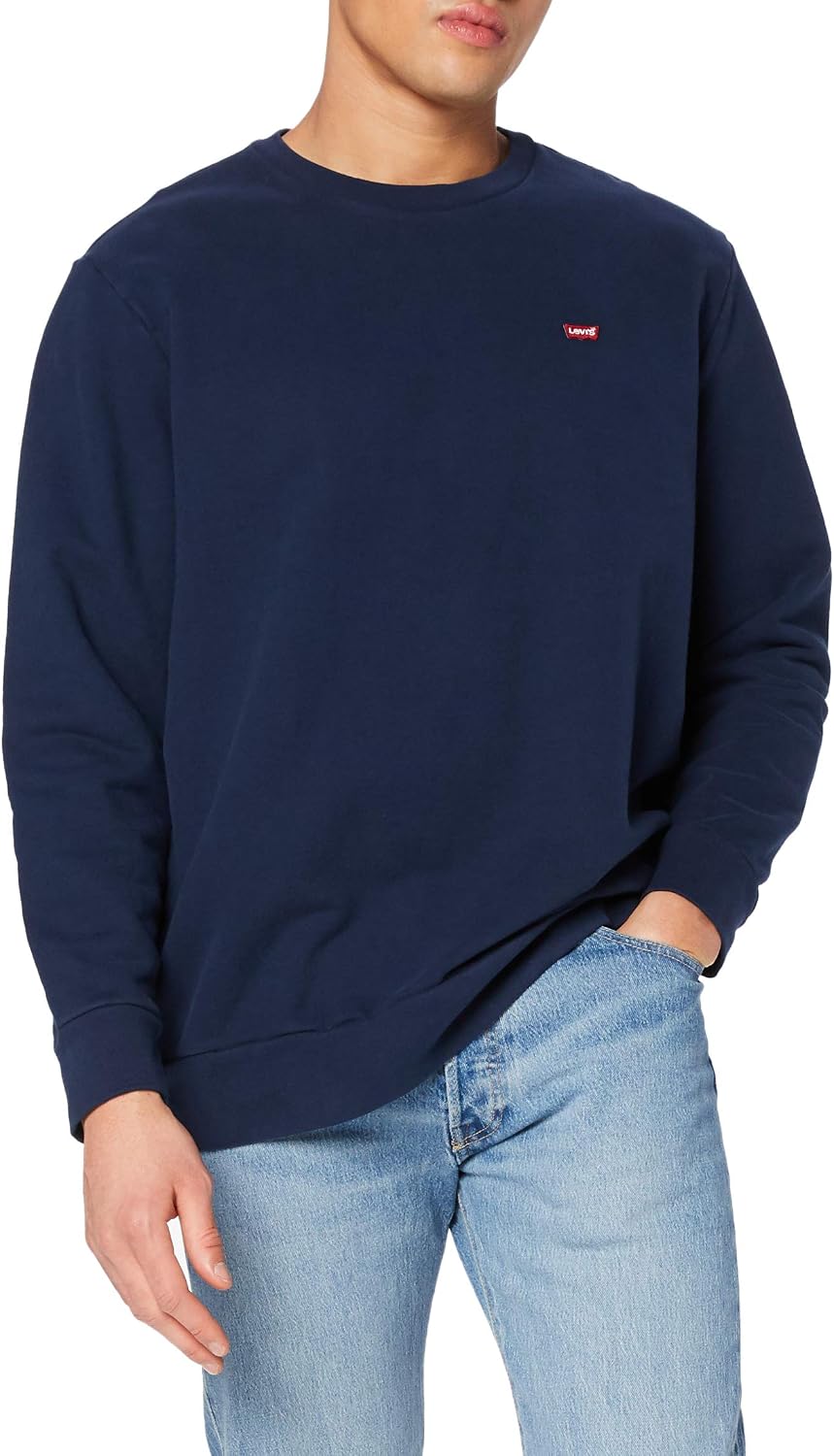 Detalle de Levi's Big & Tall Original Housemark Crew Felpa Uomo: comfort e stile per taglie forti