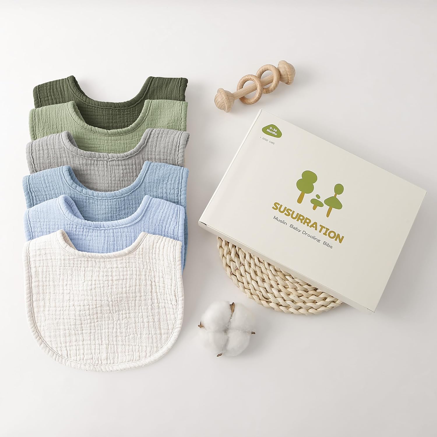 Detalle de Susurration Baby-Lätzchen Musselin 6er Pack
