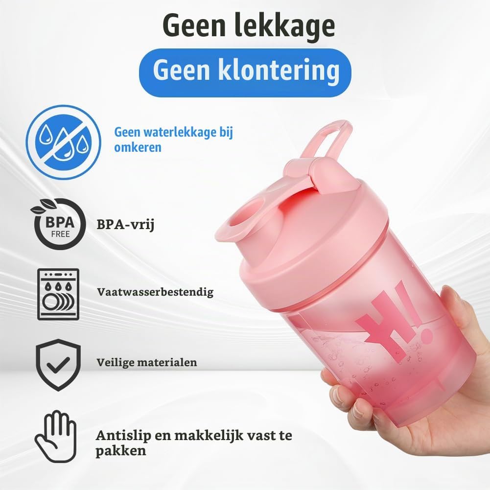 Detalle 2 de AOOWU 5672184 eiwitshakers, 350 ml, BPA-vrij met maataanduiding