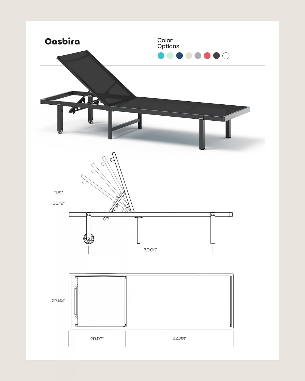 Detalle de Oasbira Outdoor Lounge Chair Aluminum