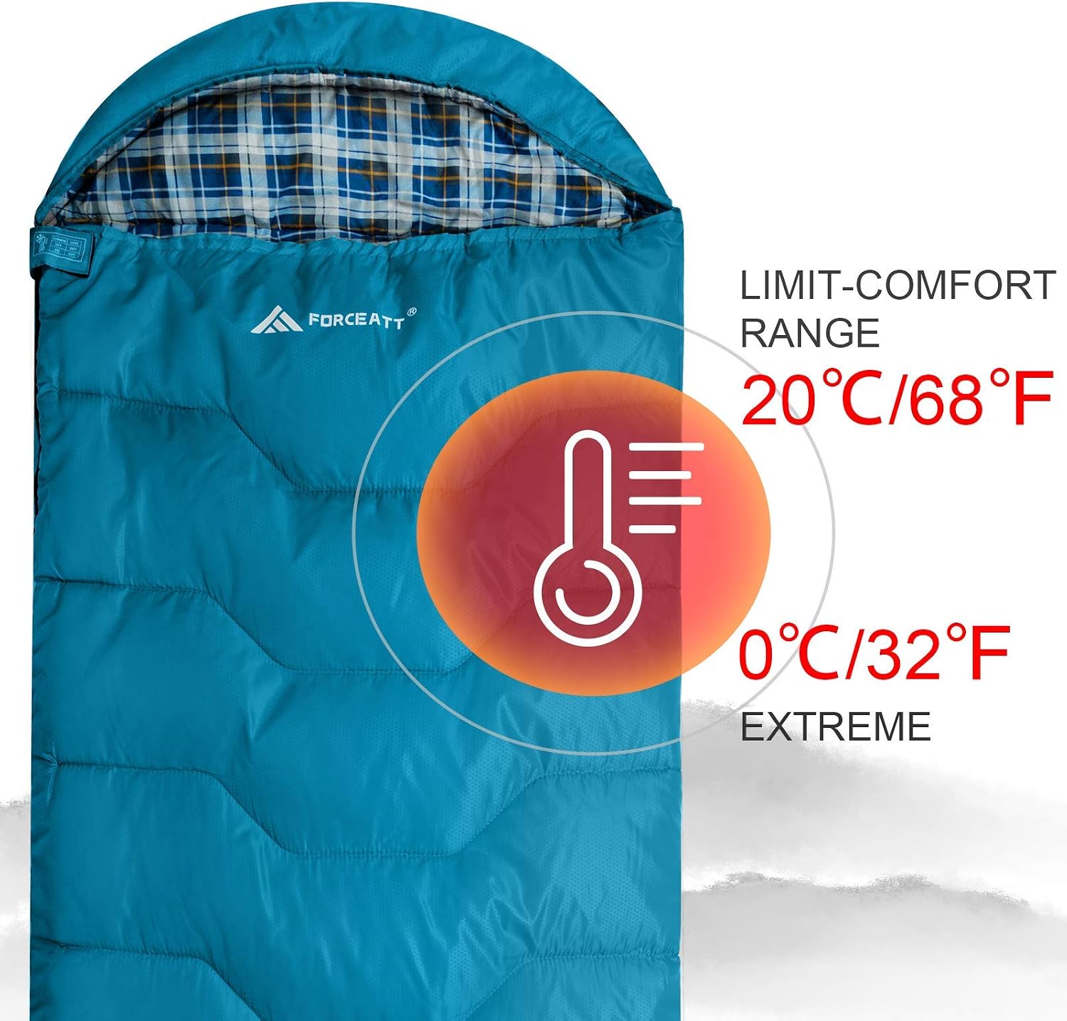 Detalle de Forceatt Sacco a Pelo 4 Stagioni in flanella, da -8°C a 15°C (1,45 kg) per adulti