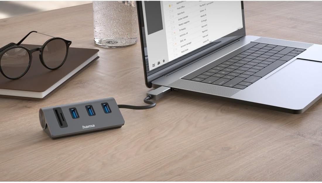 Thumbnail 3 de Hama USB-Hub mit Kartenleser (5 Ports) aus Aluminium – für Büro, Home Office & SD/microSD