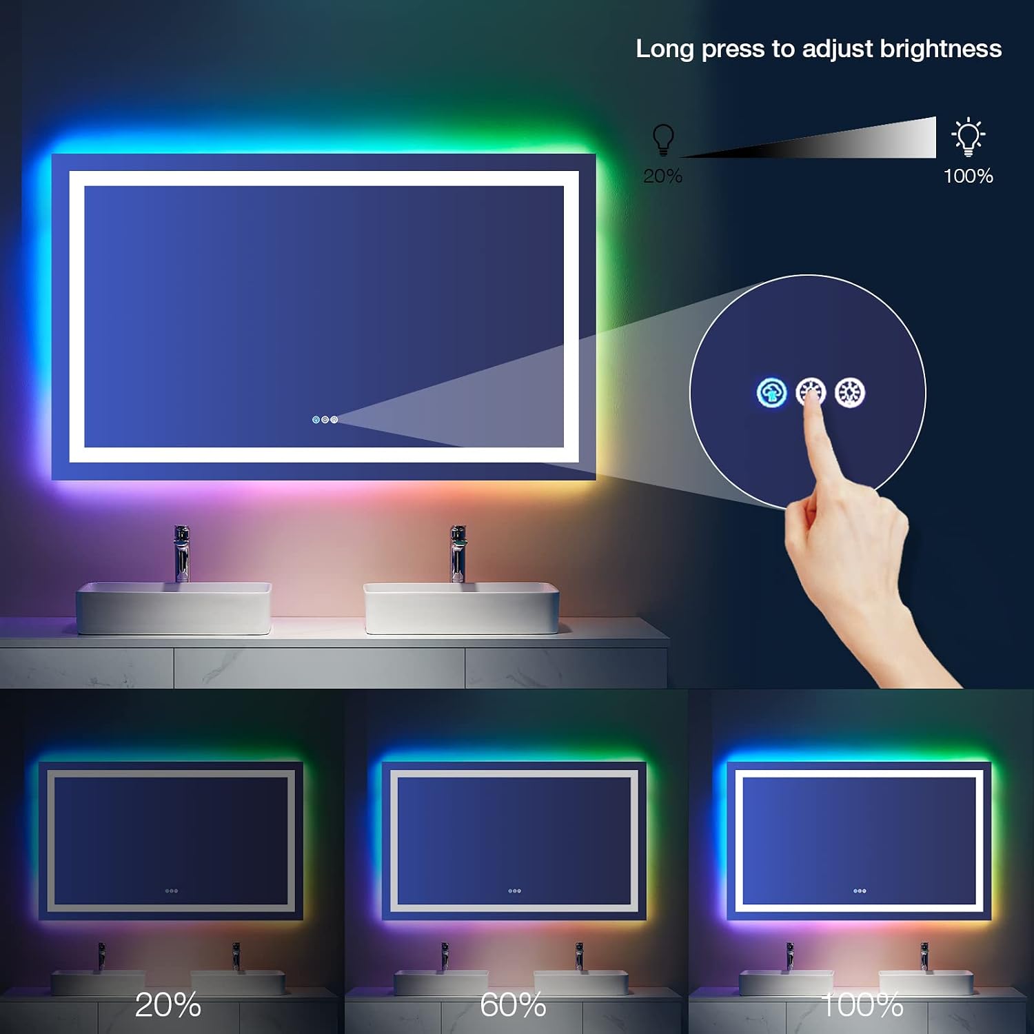 Thumbnail 4 de LOAAO 32x36 RGB LED Bathroom Mirror