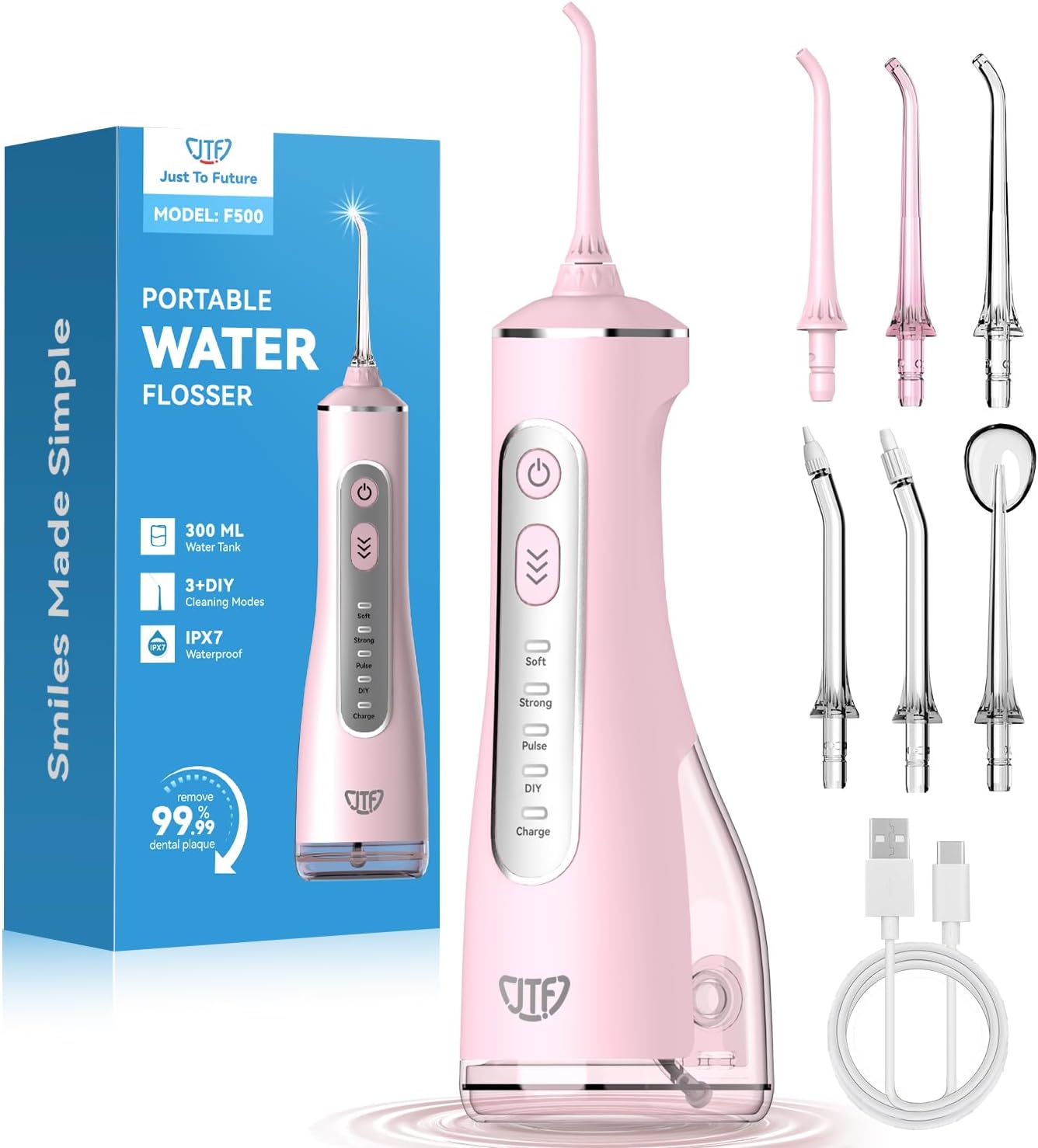 Detalle de JTF Water Flosser with 3 Modes & 10 DIY Levels: Portable Oral Irrigator for Braces, Sensitive Gums and Daily Cleaning
