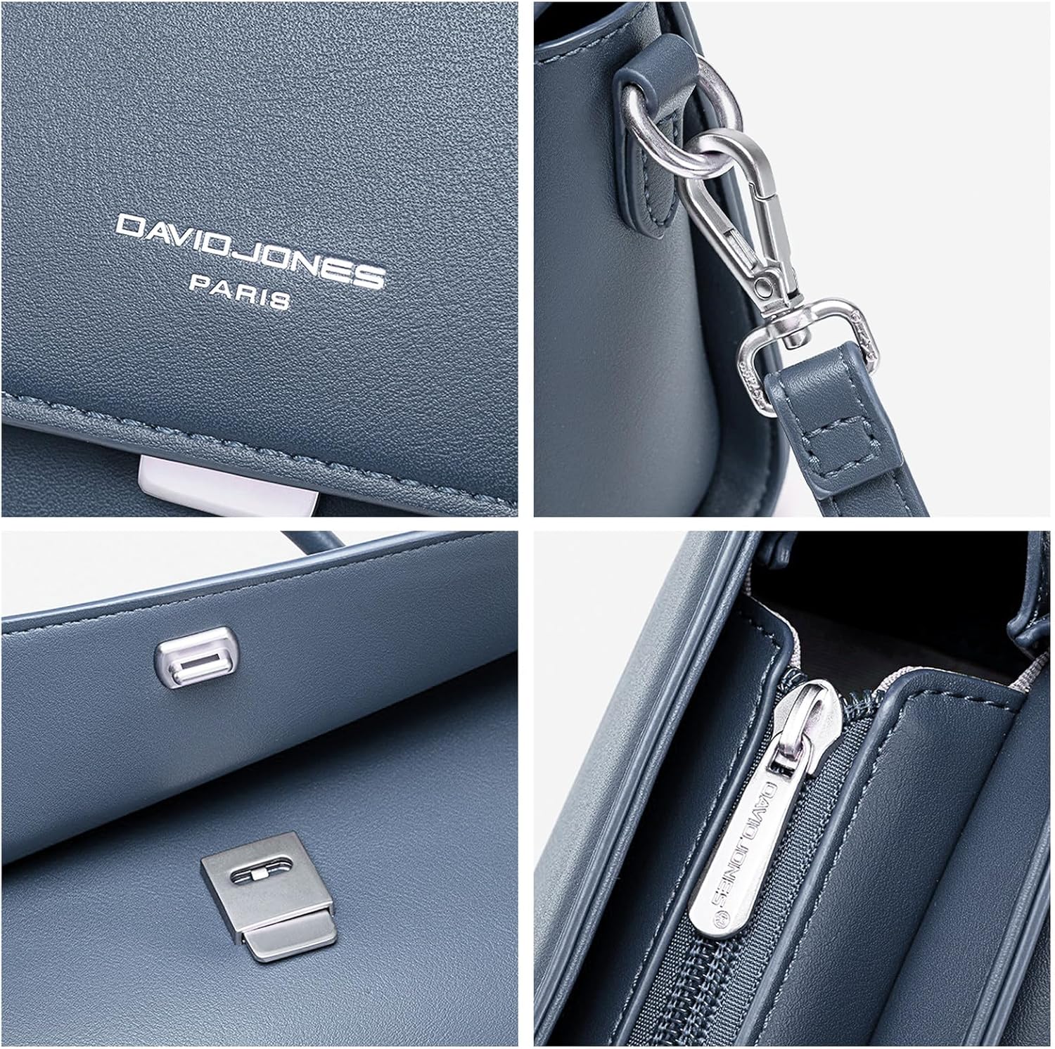 Thumbnail 4 de David Jones sac bandoulière femme forme cartable bleu à rabat (taille moyenne)